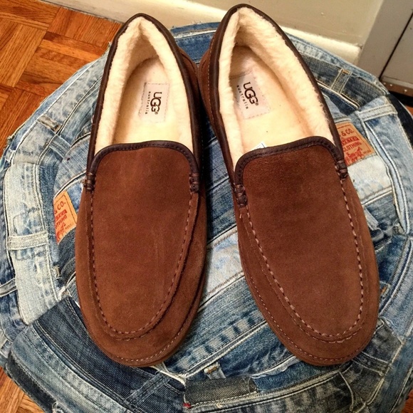 UGG Other - UGG brown suede shearling men's loafers 10M